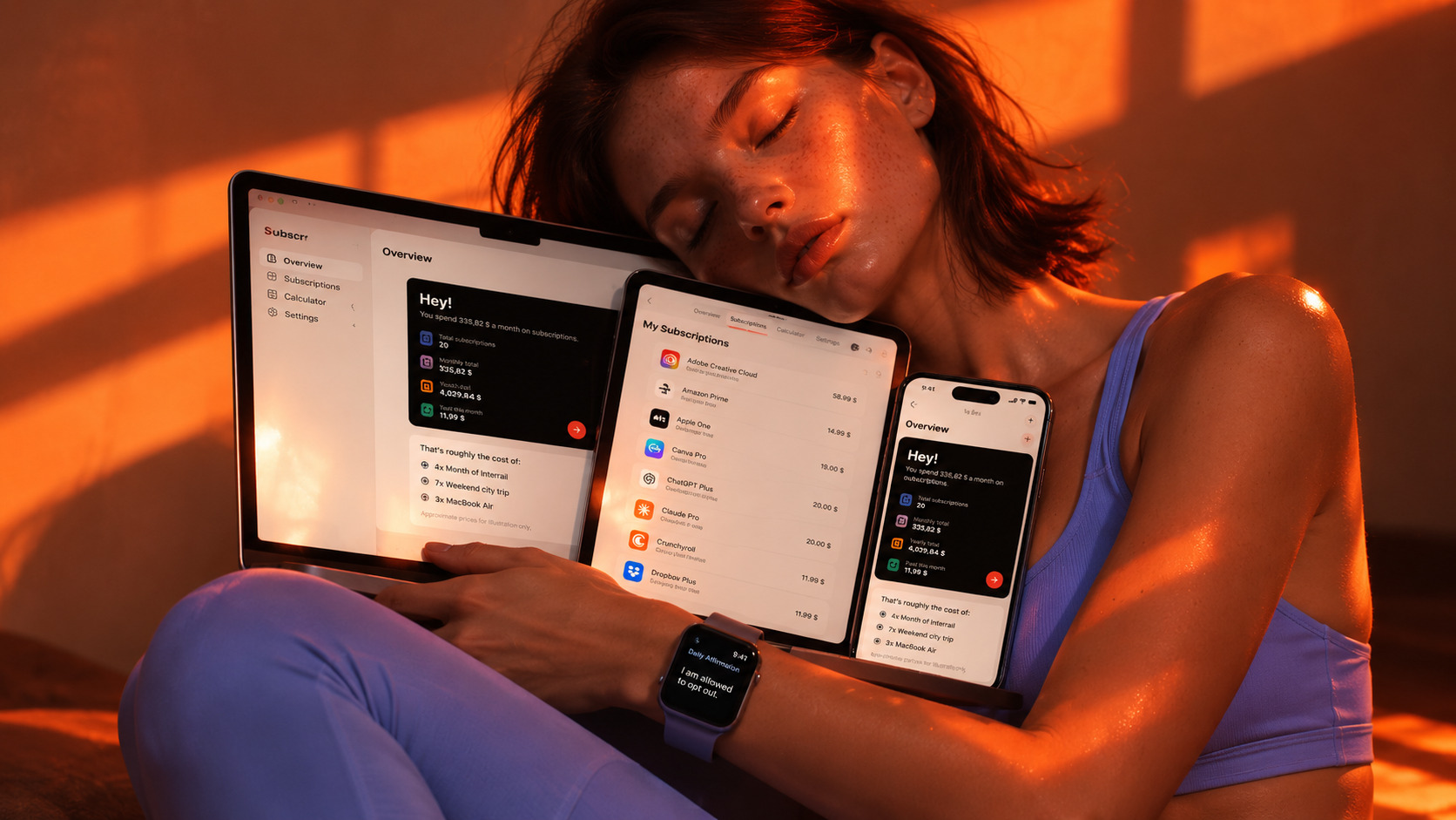 Subscrr on Mac, iPad, iPhone and Apple Watch.